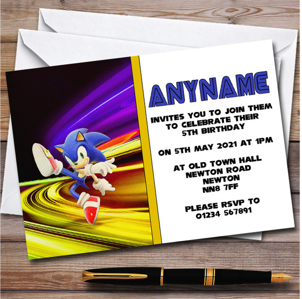Sonic The Hedgehog Lights Personalised Children's Birthday Party Invitations
