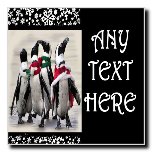 Funny Penguins Christmas Personalised Drinks Mat Coaster