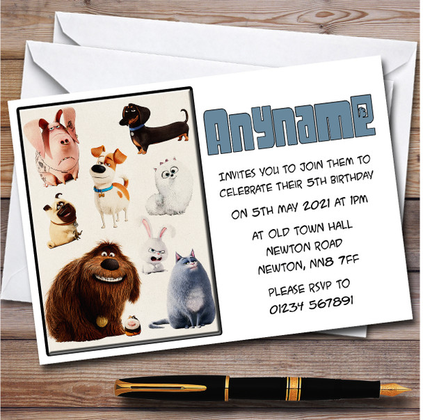 The Secret Life Of Pets Friends Animals Square Children's Party Invitations