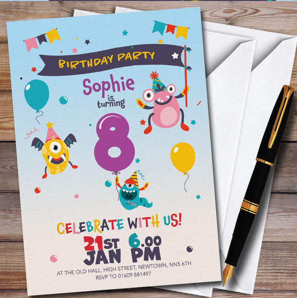 Monster Aliens 8Th Personalised Children's Kids Birthday Party Invitations