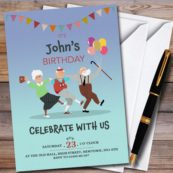 Old People Dancing Personalised Children's Kids Birthday Party Invitations
