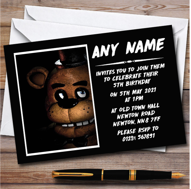 Five Nights At Freddy's Fnaf Freddy Fazbear Children's Party Invitations