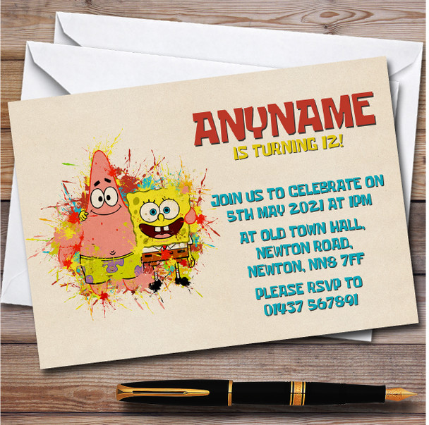 Spongebob SquarePants Patrick Star Children's Birthday Party Invitations