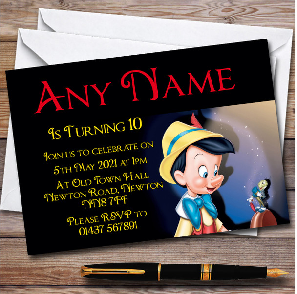 Pinocchio Disney Personalised Children's Kids Birthday Party Invitations