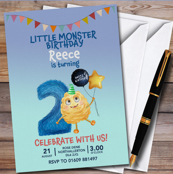 Monster 2Nd Personalised Children's Kids Birthday Party Invitations