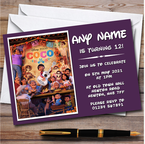 Disney Coco Personalised Children's Kids Birthday Party Invitations