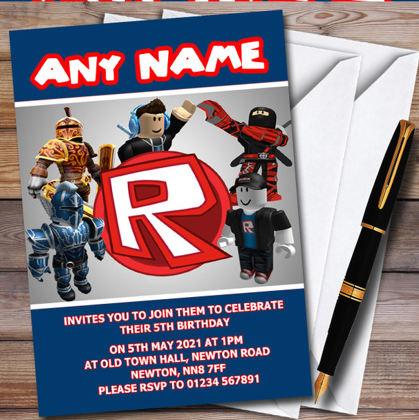 Roblox Logo Personalised Children's Kids Birthday Party Invitations