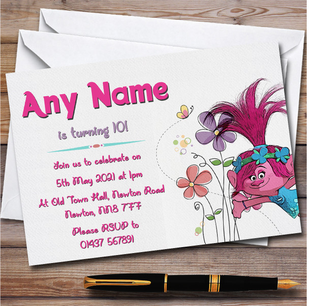 Trolls Personalised Children's Kids Birthday Party Invitations