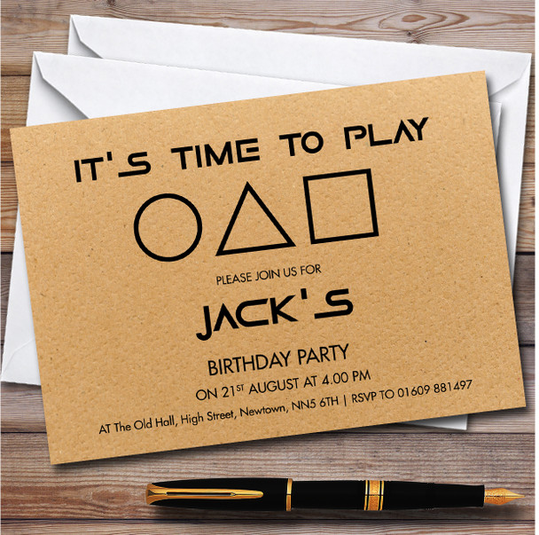 Squid Game Business Card Personalised Birthday Party Invitations