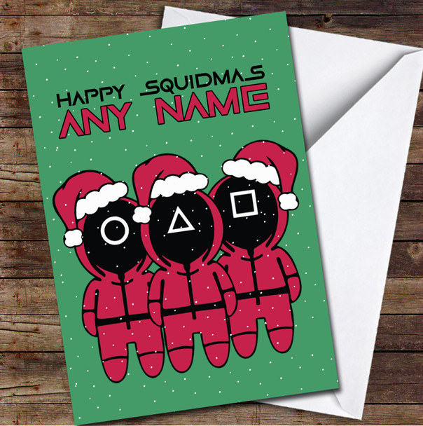 Squid Game Funny Snow Personalised Christmas Card