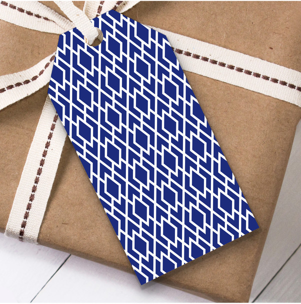Blue And White Big And Small Diamond Crosses Birthday Present Favor Gift Tags