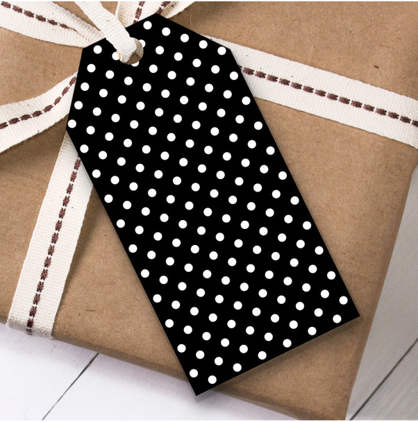 Black And White Small Polkadots Spot Repeat Birthday Present Favor Gift Tags