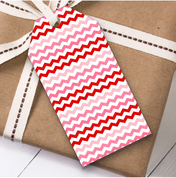 Pink And Red Zig Zag Thin Horizontal Lines Birthday Present Favor Gift Tags