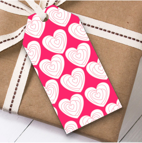 White And Pink Heart Within Heart Repeat Birthday Present Favor Gift Tags