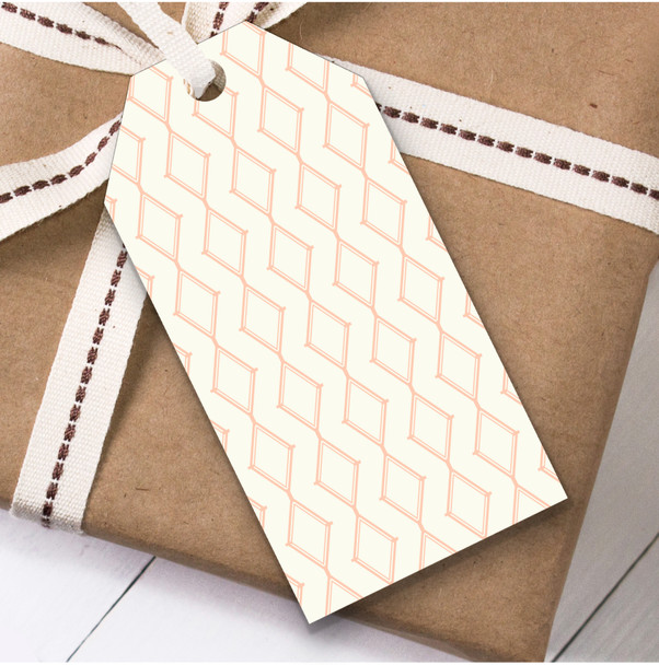 Peach And Cream Diamond Repeat Vertical Birthday Present Favor Gift Tags