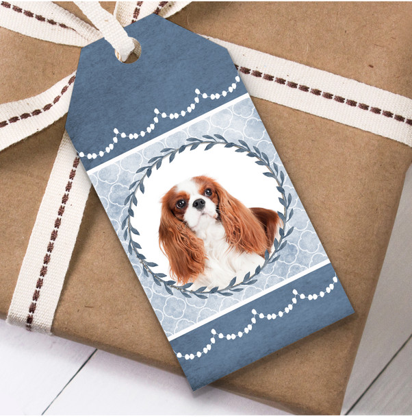Cavalier King Charles Spaniel Dog Blue Birthday Present Favor Gift Tags