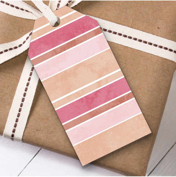 Mixed Size Peach Stripes Watercolour Birthday Present Favor Gift Tags