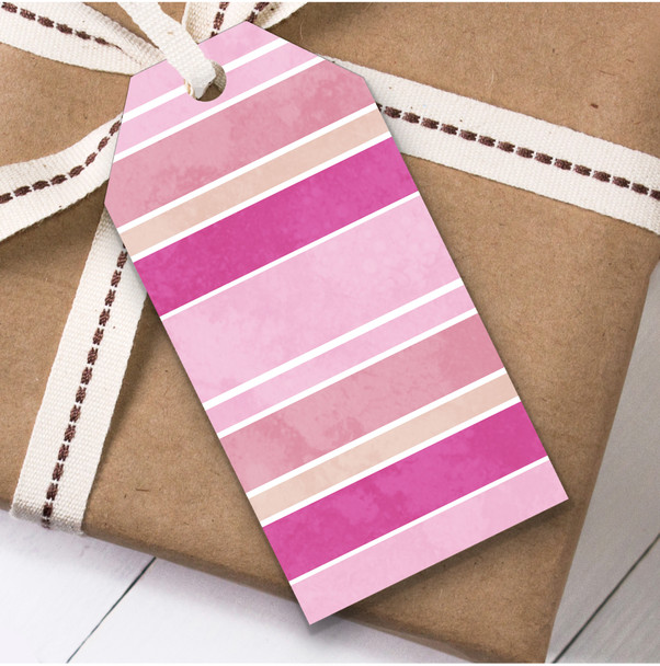 Mixed Size Pink Stripes Watercolour Birthday Present Favor Gift Tags