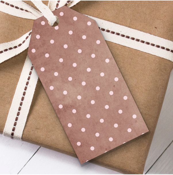 Rusty Metallic Pink Polkadot Spots Birthday Present Favor Gift Tags