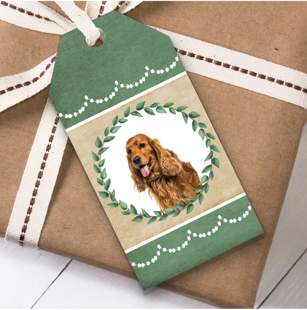 English Cocker Spaniel Dog Green Birthday Present Favor Gift Tags