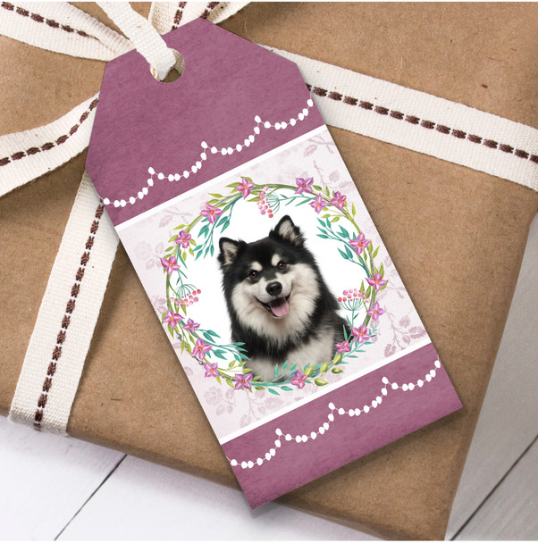 Finnish Lapphund Dog Pink Floral Birthday Present Favor Gift Tags