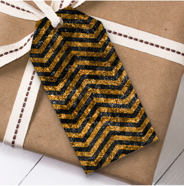 Black & Copper Brown Chevrons Christmas Present Favor Gift Tags