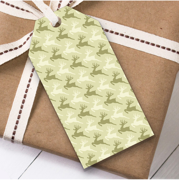 Light Green Leaping Reindeers Christmas Present Favor Gift Tags