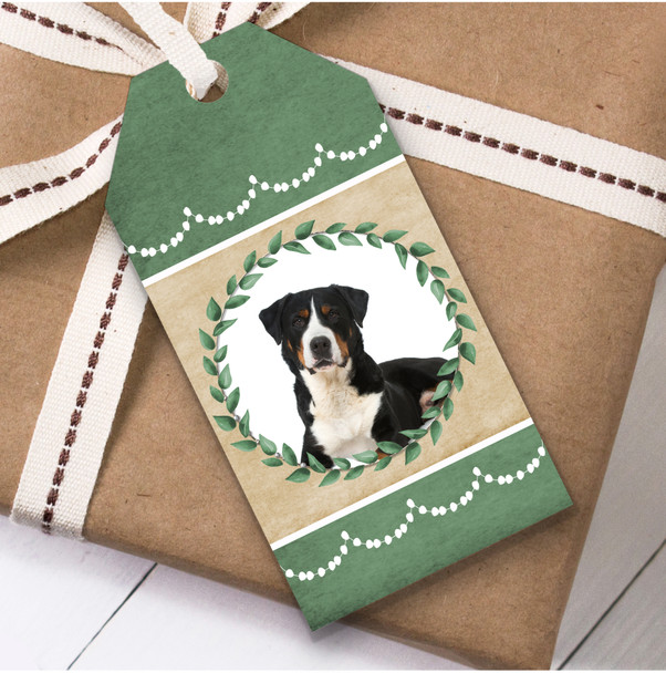 Great Swiss Mountain Dog Green Birthday Present Favor Gift Tags