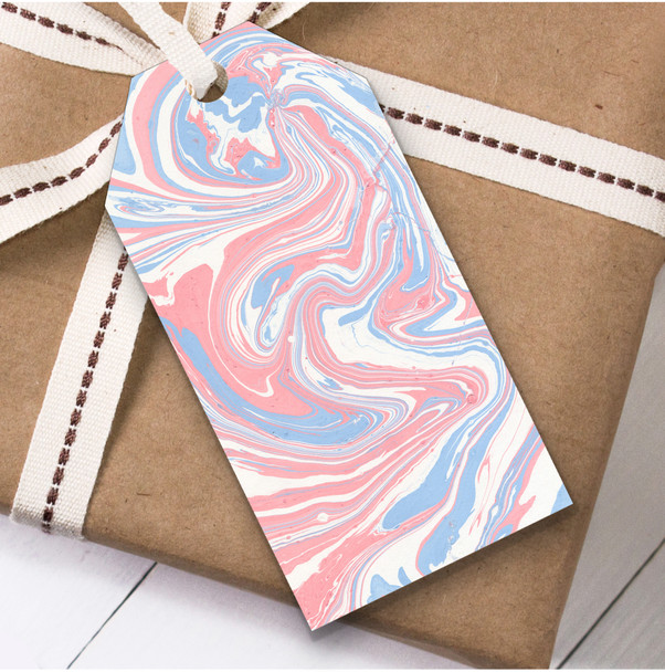Marble Effect Pink Blue White Birthday Present Favor Gift Tags