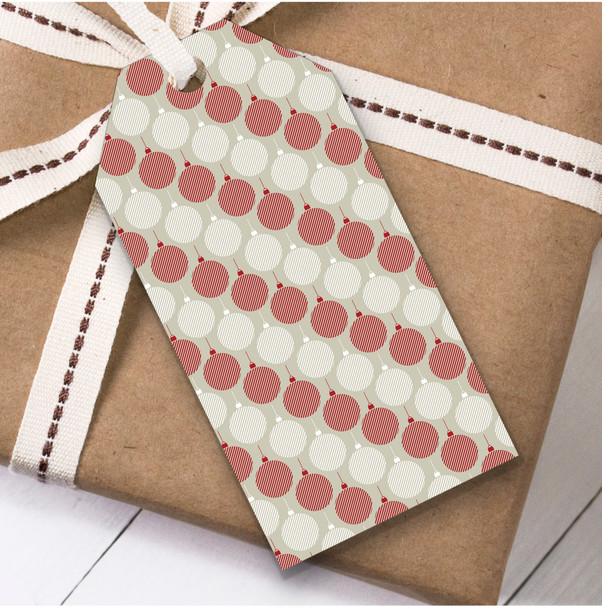 Red And White Line Barbells Christmas Present Favor Gift Tags