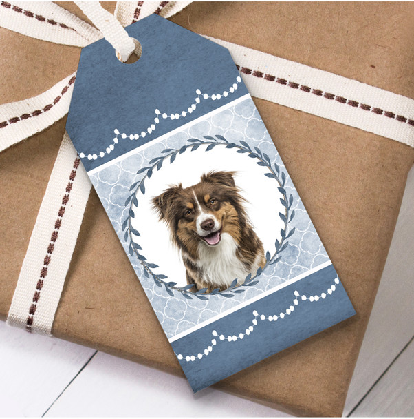 Australian Shepherd Dog Blue Birthday Present Favor Gift Tags