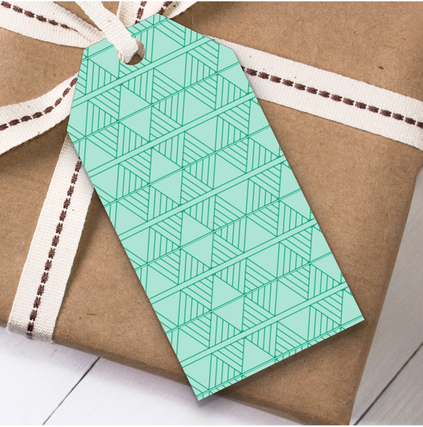 Mint Green Abstract Triangle Birthday Present Favor Gift Tags