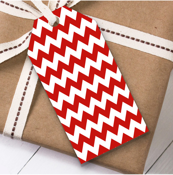 Red & White Zig Zag Repeat Christmas Present Favor Gift Tags