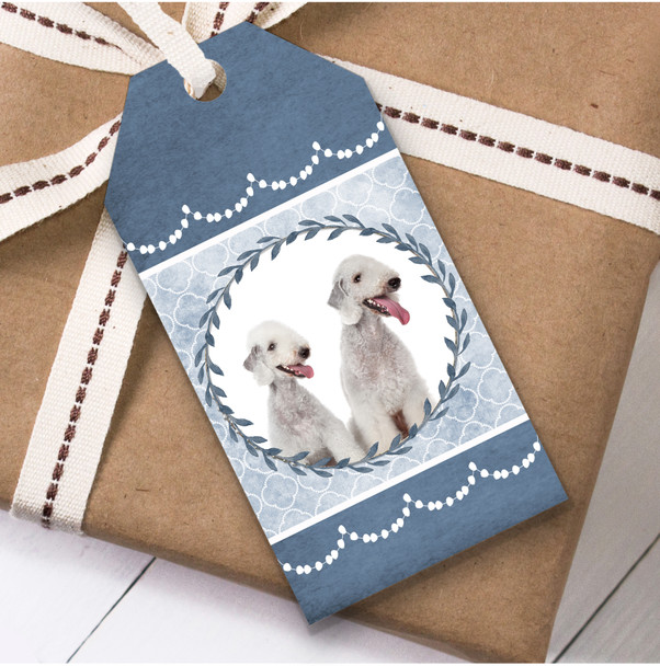 Bedlington Terrier Dog Blue Birthday Present Favor Gift Tags