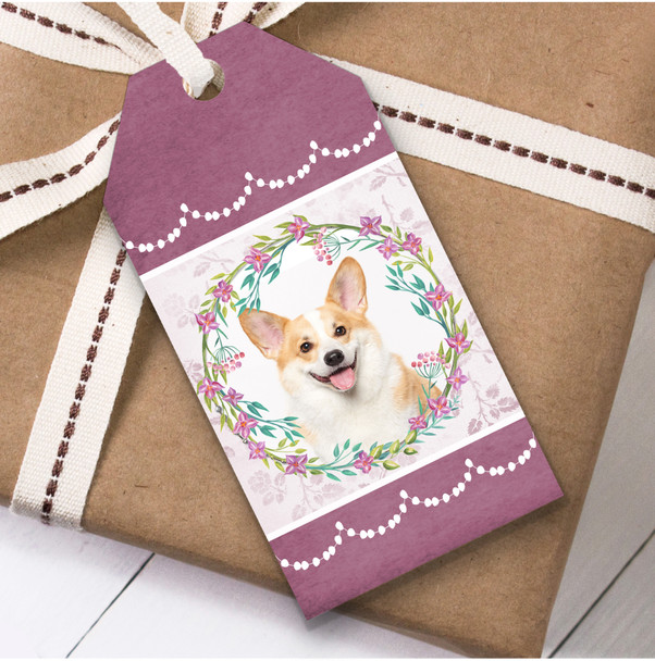 Welsh Corgi Dog Pink Floral Birthday Present Favor Gift Tags