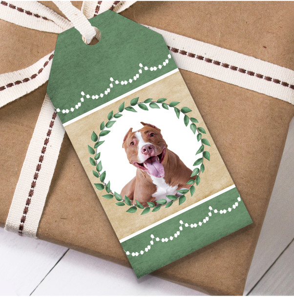 Pit Bull Terrier Dog Green Birthday Present Favor Gift Tags