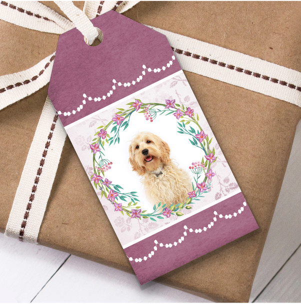 Cockapoo Dog Pink Floral Birthday Present Favor Gift Tags