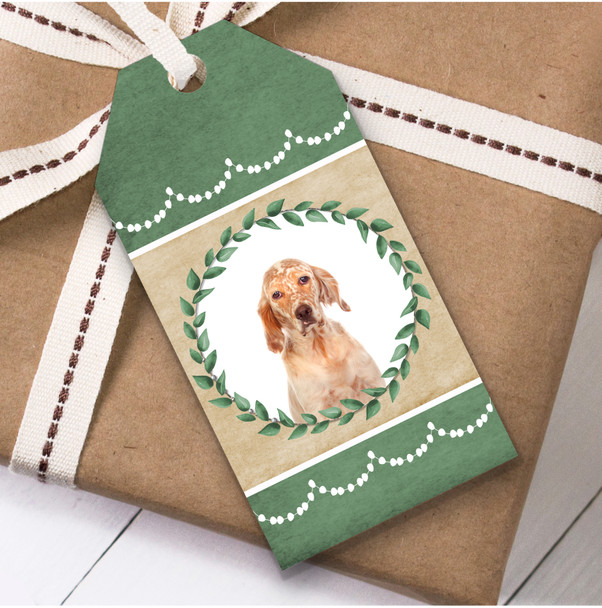 English Setter Dog Green Birthday Present Favor Gift Tags