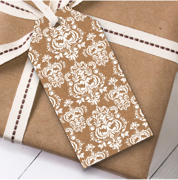 Kraft Burlap Lace Damask Birthday Present Favor Gift Tags