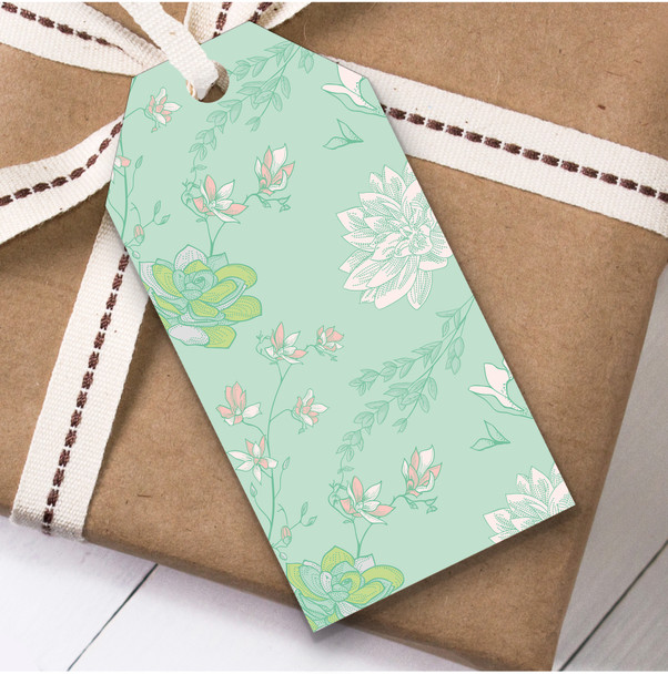 Mint Green Dainty Floral Birthday Present Favor Gift Tags