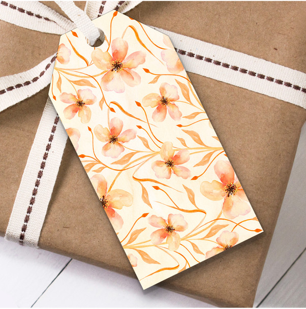 Pretty Peach Pink Floral Birthday Present Favor Gift Tags