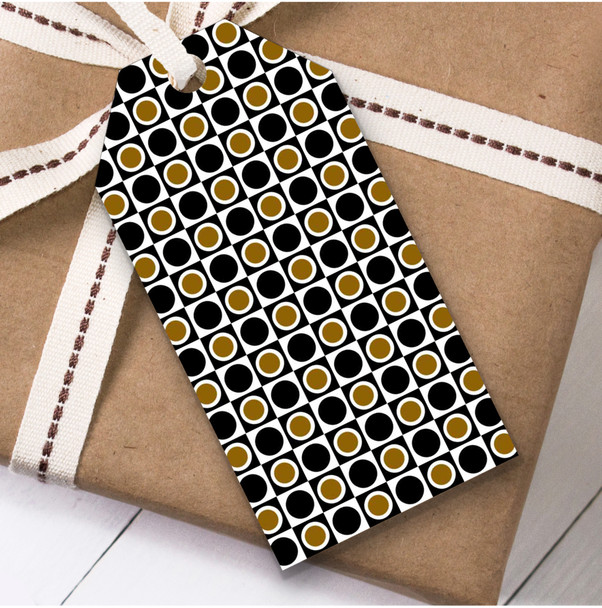 Black And Gold Checkers Birthday Present Favor Gift Tags