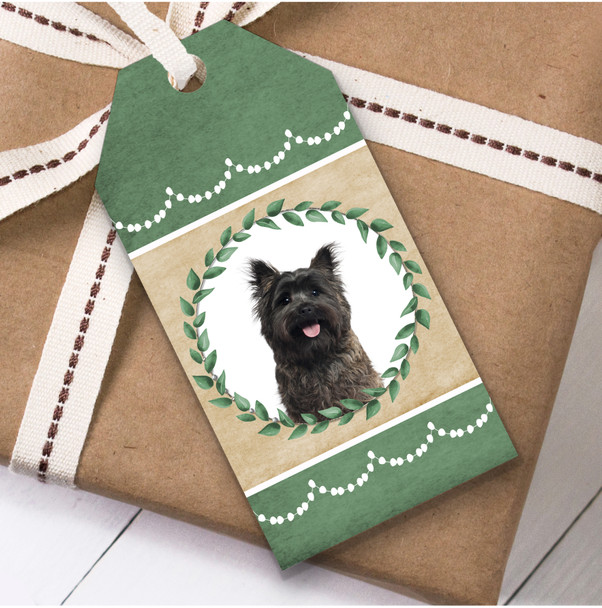 Cairn Terrier Dog Green Birthday Present Favor Gift Tags