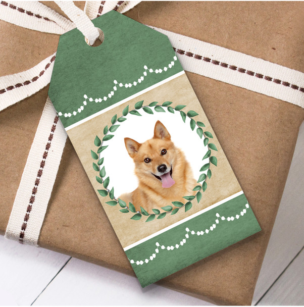 Finnish Spitz Dog Green Birthday Present Favor Gift Tags