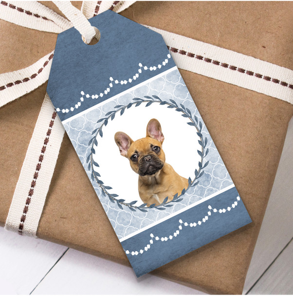 French Bulldog Dog Blue Birthday Present Favor Gift Tags