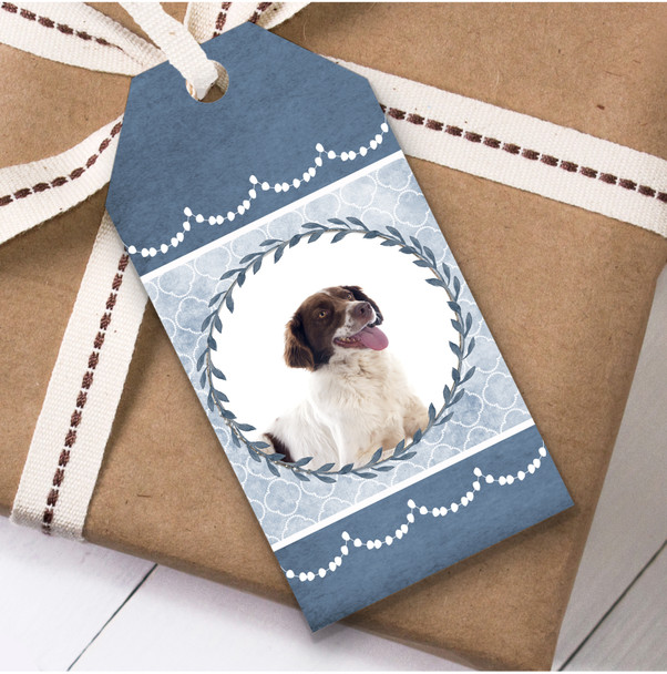French Spaniel Dog Blue Birthday Present Favor Gift Tags