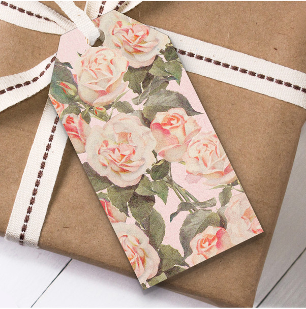 Light Pink Roses Floral Birthday Present Favor Gift Tags