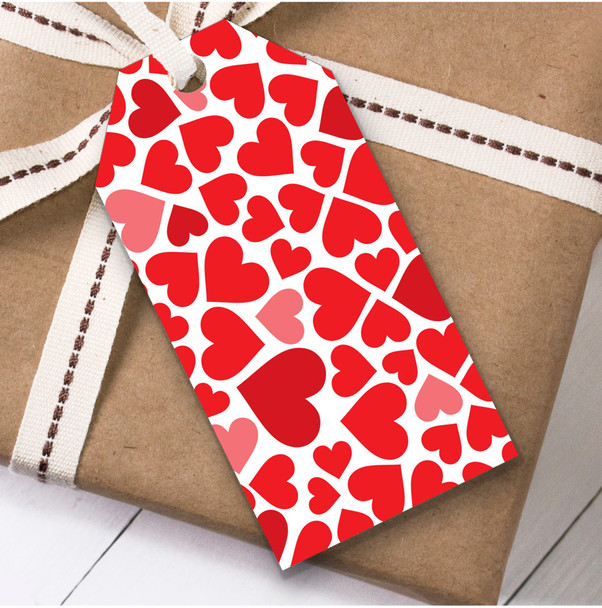 Red and White Love Hearts Birthday Present Favor Gift Tags