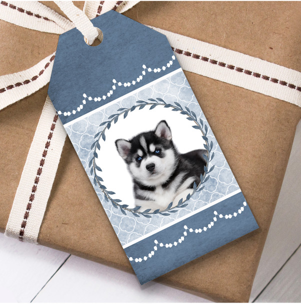 Siberian Husky Dog Blue Birthday Present Favor Gift Tags
