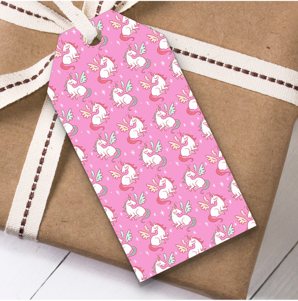 Pink Unicorns Wings Birthday Present Favor Gift Tags